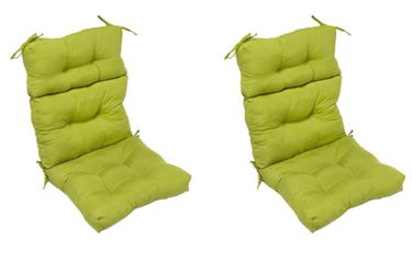 Set 2 outdoor high back CHAIR cushions 44 x 22 green