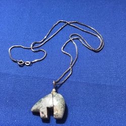 Sterling Chain & Stone Pendant