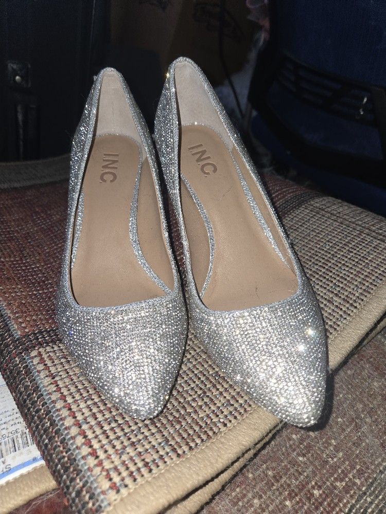 2 Inch Silver Sparkled Heels