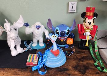 VARIOUS DISNEY POPCORN BUCKETS, SIPPERS AND COLORING PLUSH TOY - NEVER USED!!!