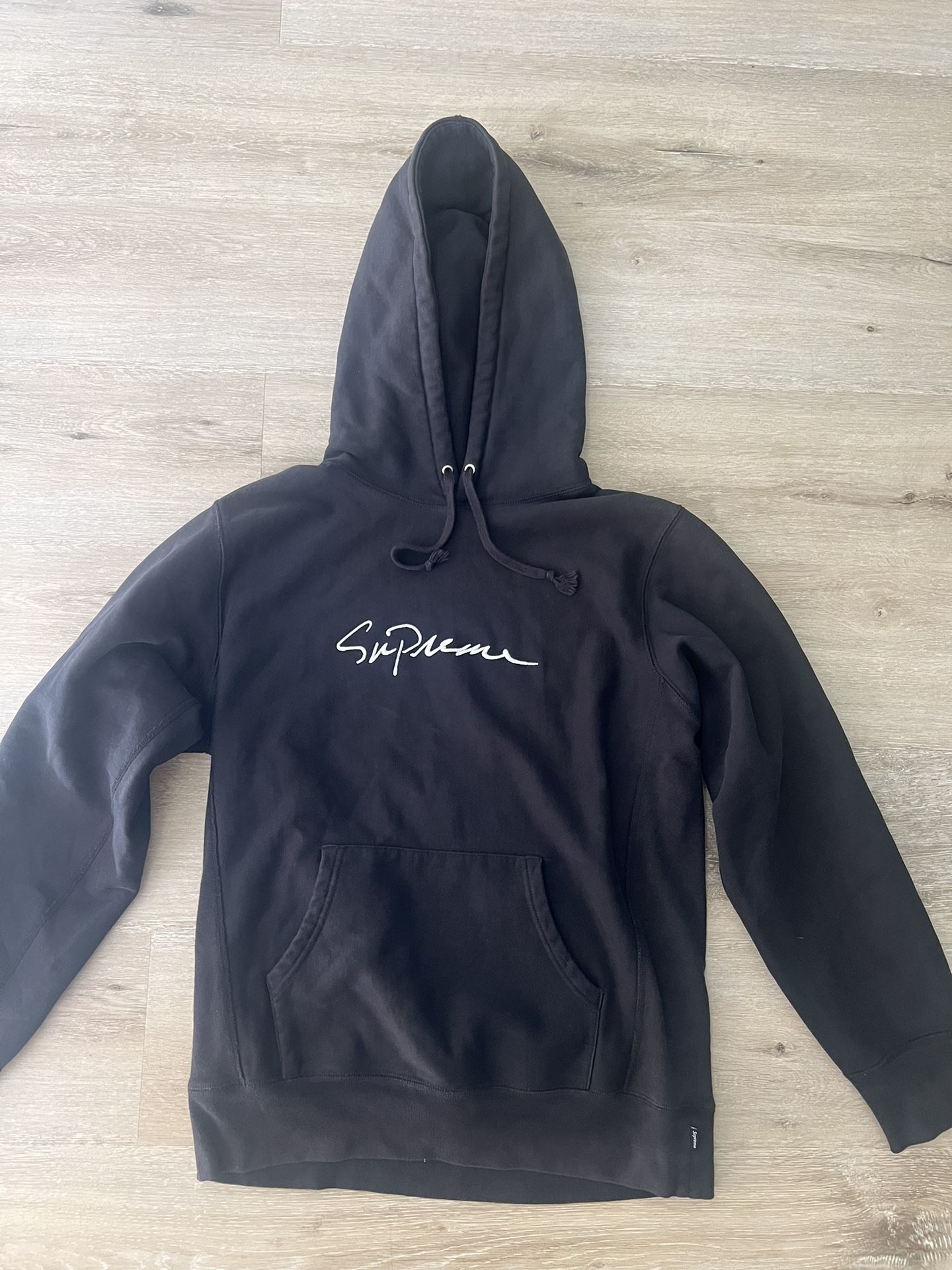 supreme classic script hooded sweatshirt black medium Clothing