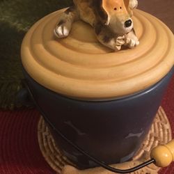 Dog Figurine Lidded Biscuit / Treat Jar.