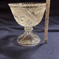 Small  Vintage Crystal Bowl On Pedestal 