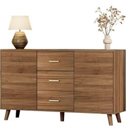 Buffet Cabinet Fluted Sideboard with Storage, Large Credenza Kitchen Cabinet New 