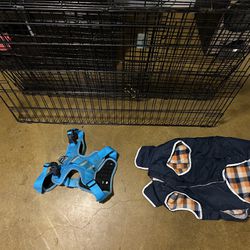 Free Dog Kennel, Harness, and Coat 