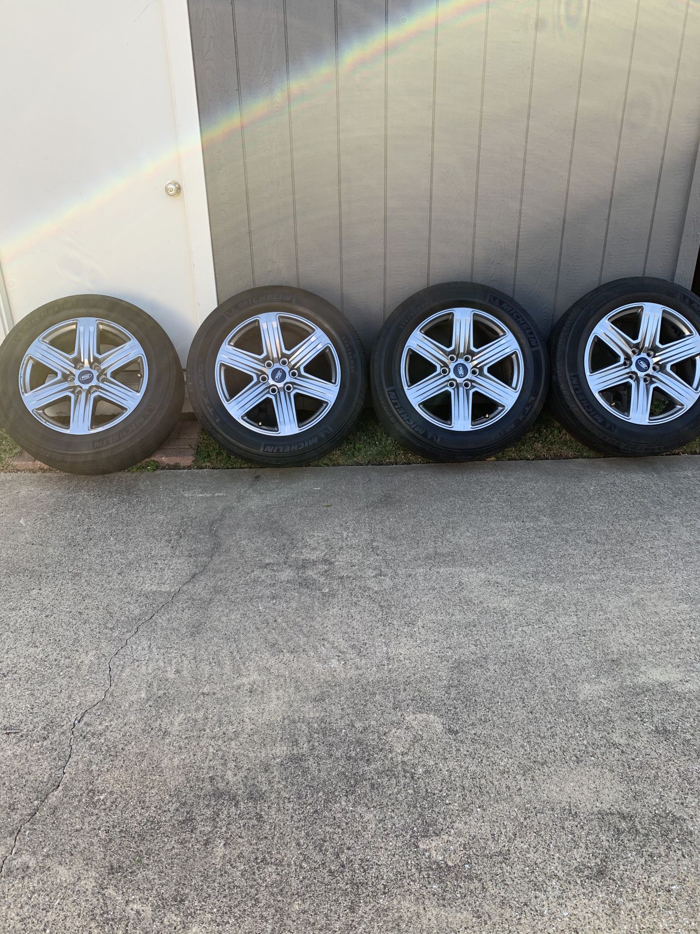 Ford F-150 Stock rims and tires. Mitchelin tire brand.