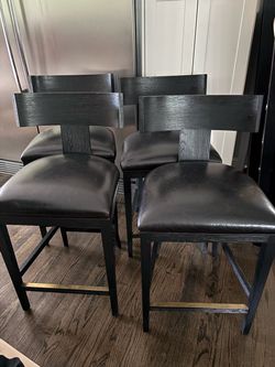 4 Restoration Hardware RH Leather/Metal/Wood Counter Bar Stools (4 of them)