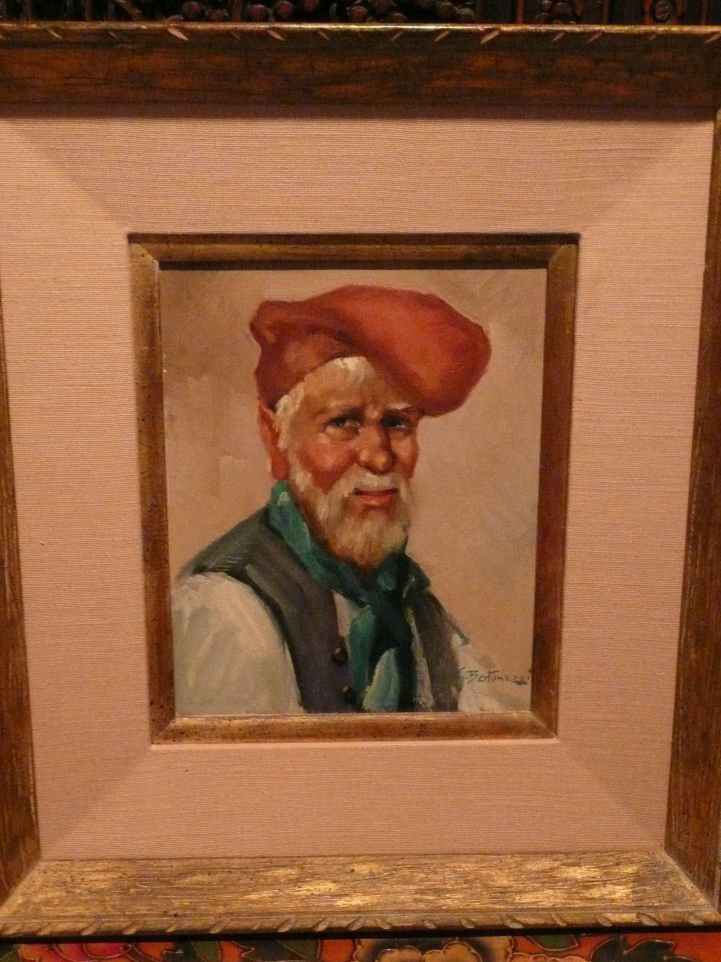 Pair of Mid-Century Italian Folk Portraits by G. Bertonazzi – Grandmother & Grandfather