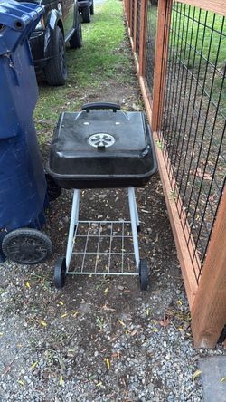 Black Charcoal Grill on Wheels