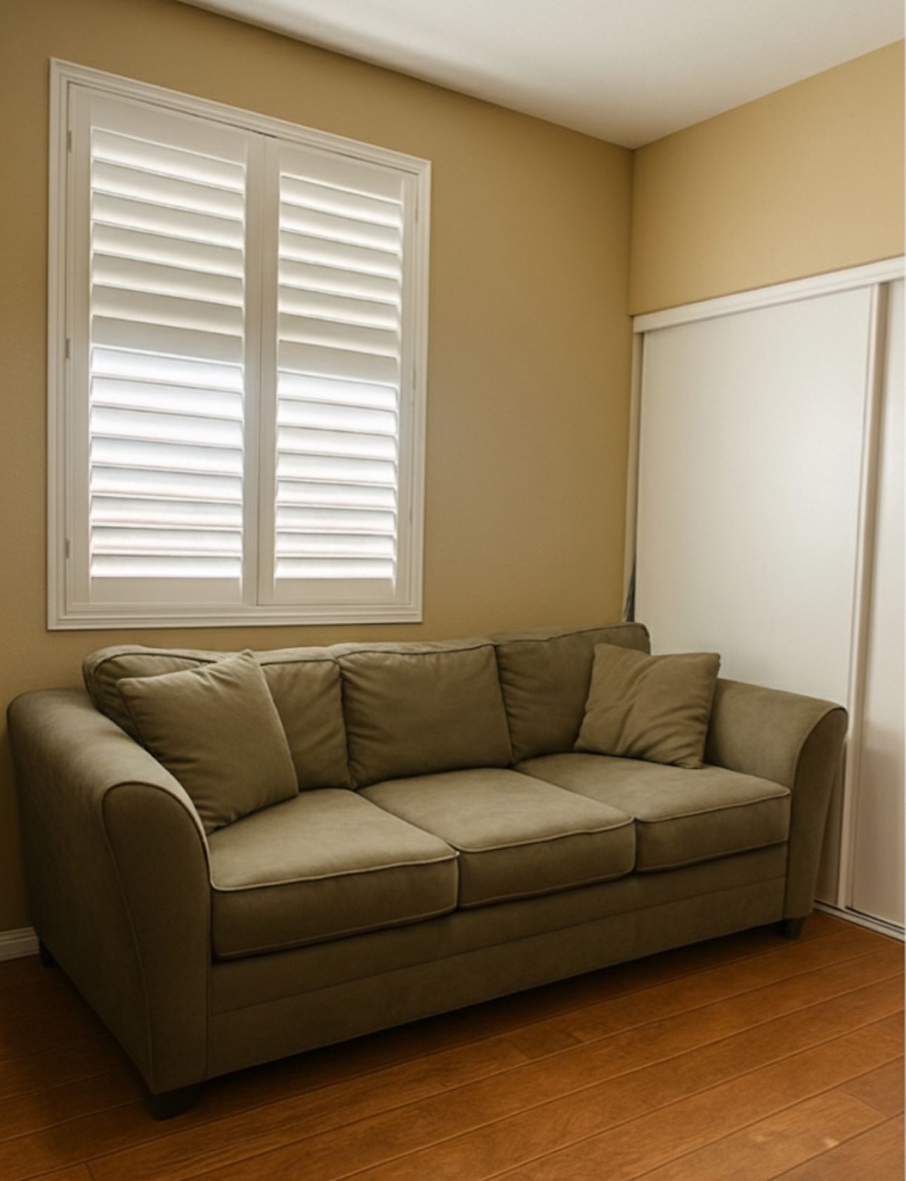 Green Suede Futon Couch Bed - Good Condition