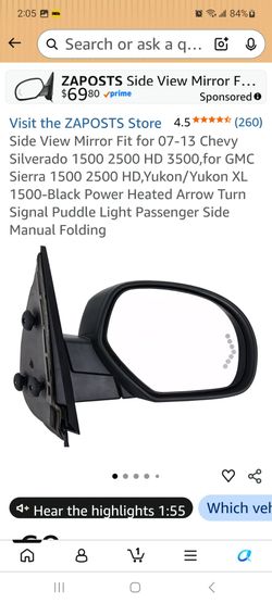 Chevy Silverado GMC Sierra Passenger Side Mirror