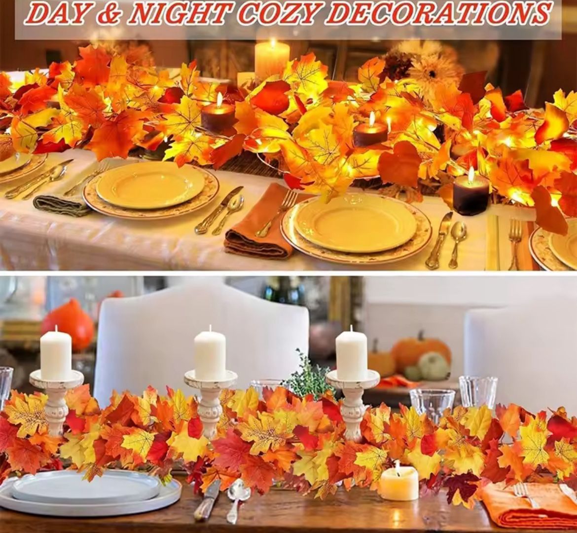 6 M / Artificial Maple Leaf Wreath Fake Autumn Leaf Artificial Plant for Indoor Home Wedding GardenWall Decoratio