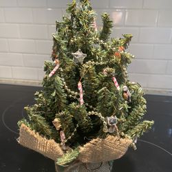 11” Tall Western Themed Christmas Tree In Burlap Ball