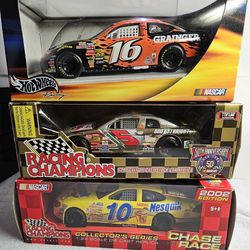 Racing Champions And Hotwheels 1:24 Scale NASCAR Racing Cars Lot Of 3