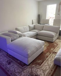 Cloud Couch 5 Pieces All Interchangeable White Suede
