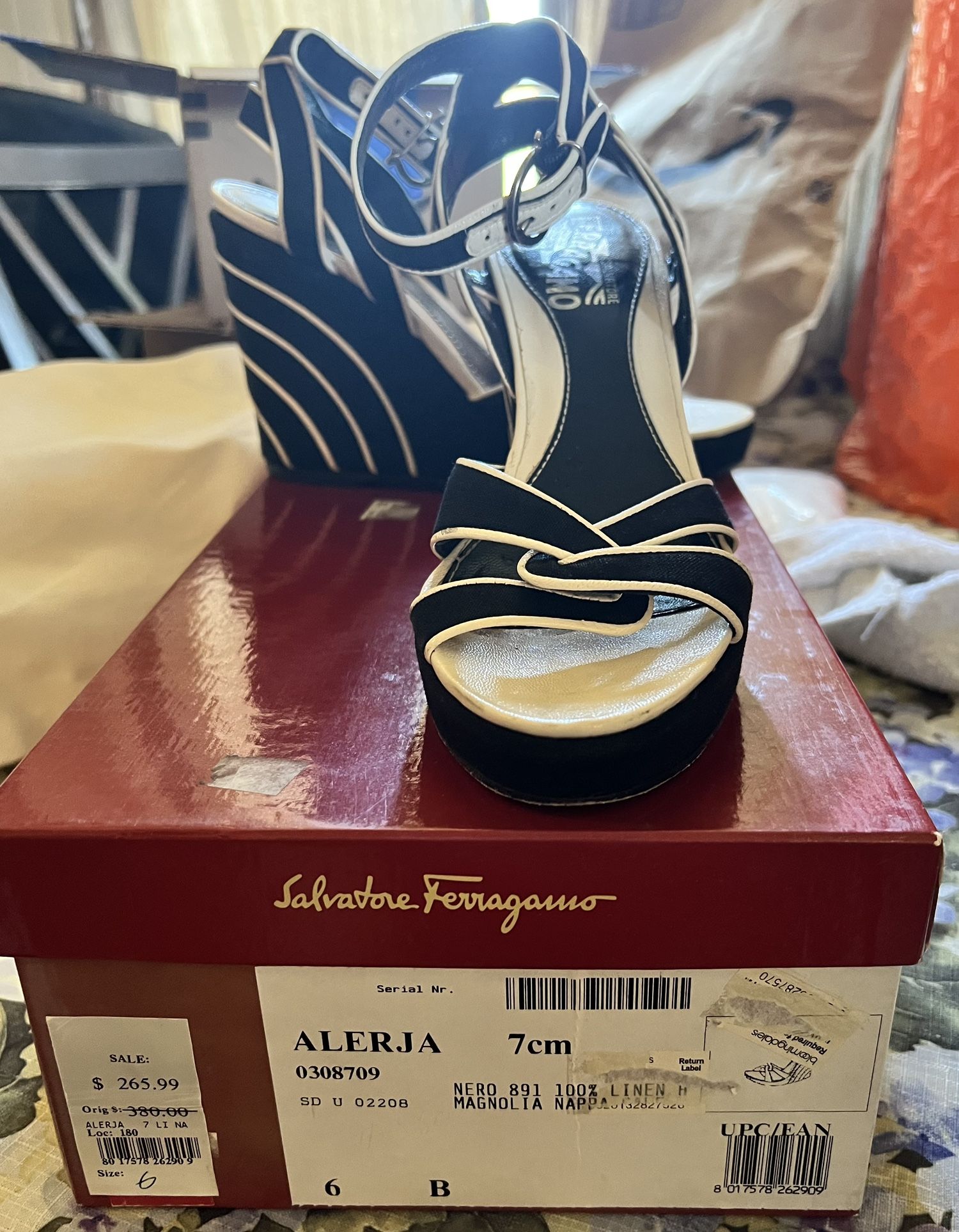 👡 Salvatore Ferragamo “Alerja” Wedges – Size 6 – Rare & Chic ✨ Originally $380 | Includes Box + Shoe Bag