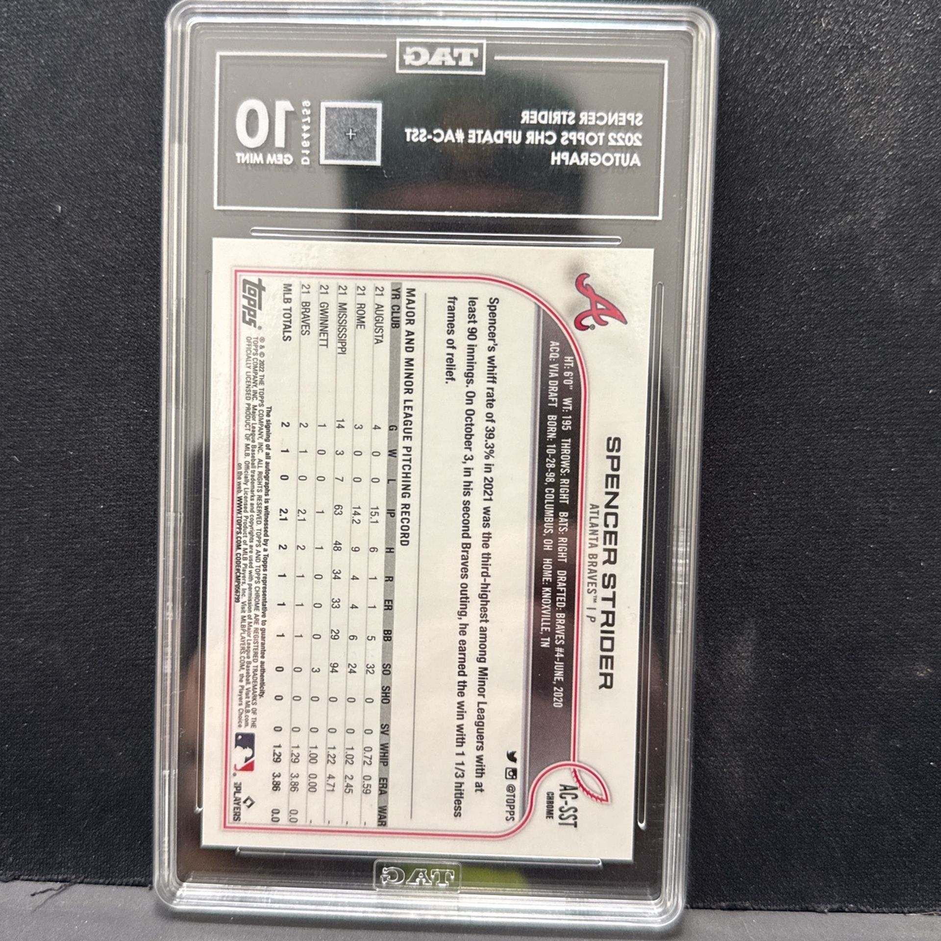 Spencer Strider Topps Chrome RC Auto