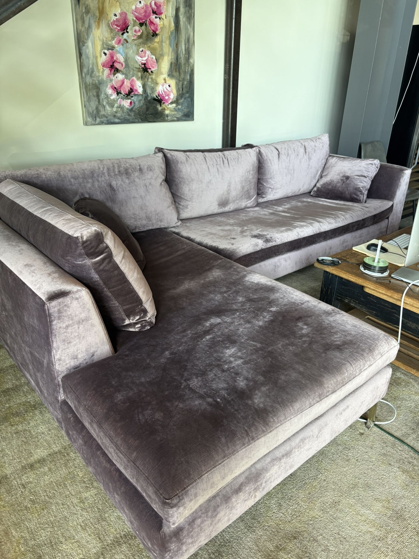 Purple Velvet Anthropologie Couch