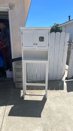 White bathroom storage shelf for above toilet