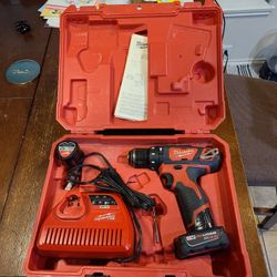 Milwaukee Hammer Drill Kit-2408-20, Ratchet, Hacksaw, Angle Drill, Batteries And Charger.