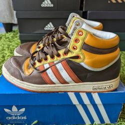 Men's Size 11 Adidas Top Ten Brown, Orange & Yellow Sneakers