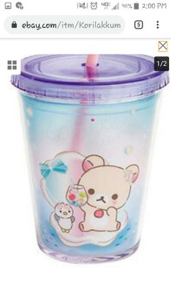 Korilakkuma Straw Tumbler Vacation San-X Japan Rilakkuma