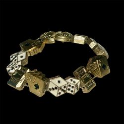 Vintage Casino Gold & Enamel Charm Bracelet 