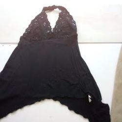 Black Summer Blouse - Rayon - L