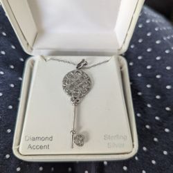 Sterling Silver Key Necklace 