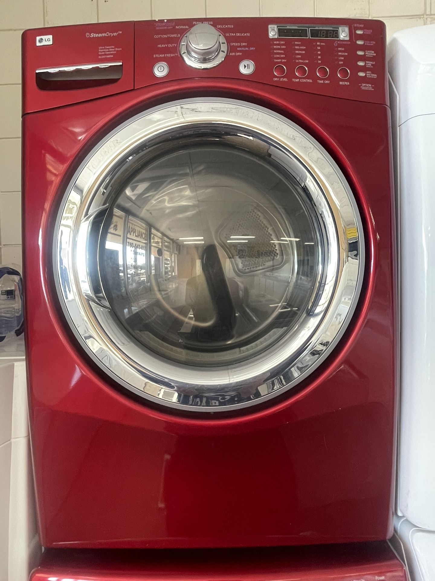 Red LG Natural Gas Steam Dryer In Excellent Working Condition