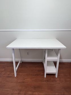 White Desk with Side Shelves