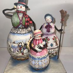 Jim Shore Snowman Family Warm Hearts On Frosty Day 