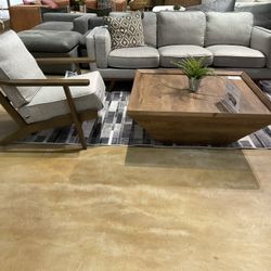 SEBAGO METRO ACCENT CHAIR AND SOFA ALUMINUM GREY