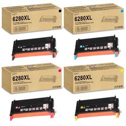 Toner Cartridge High Yield Replacement for Xerox Phaser 6N 6280DN Printer.106R01392 106R01393 106R01394 106R01395/Black Cyan Magenta Yellow To