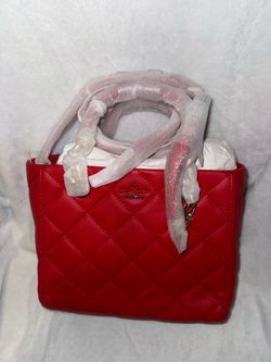 Red quilted Kate Spade tote bag