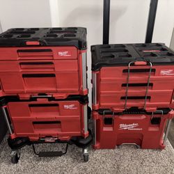 Milwaukee Packout Bundle – 3 Drawer + 2 Drawer + Rolling Box + Cart – Full Setup