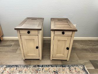 Farmhouse end tables with usb chargers