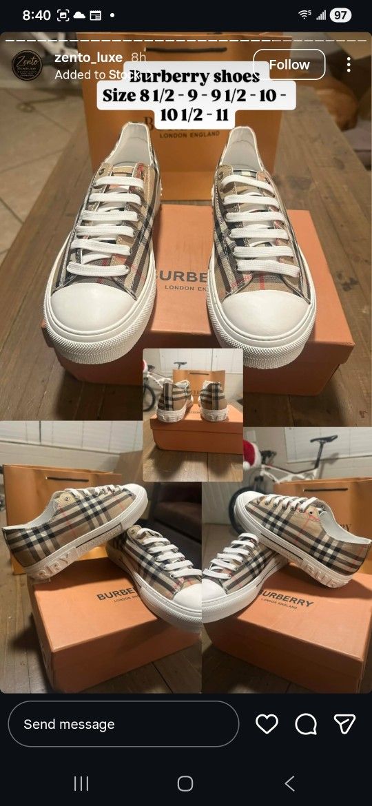 BURBERRY SHOES NEW IN BOX 8.5/9/9.5/10/10.5/11.