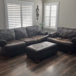 Leather Sofa, Love Seat & Ottoman