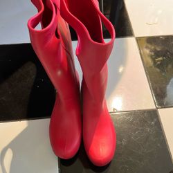 Red Rain Boots Size 7 Tall
