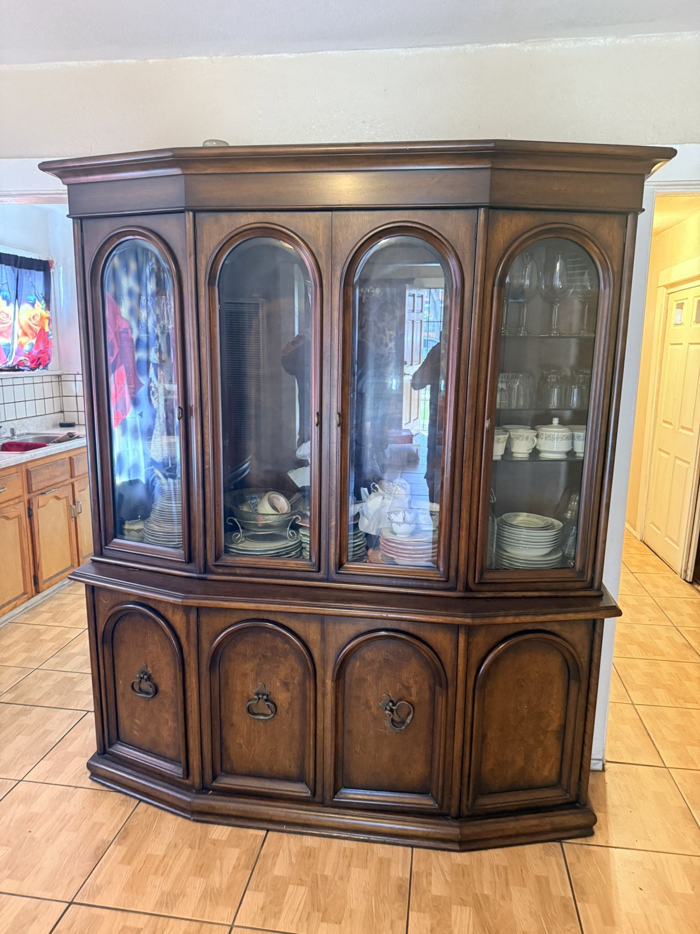 Wooden China Cabinet And Table