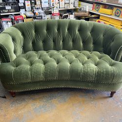 La Rosa 69” in Victorian Nail Trim Green Sofa