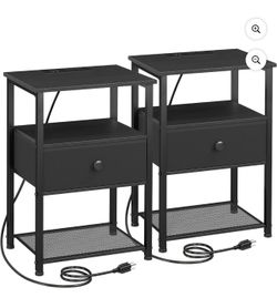 Two small end tables with charging