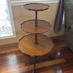 Antique 3-tier pie crust table