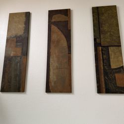 3-Piece Contemporary Abstract Canvas Set - Earth Tones