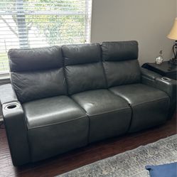 Dark Gray Leather Recliner Couch