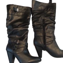 Black Slouch Midcalf Boots Size 8