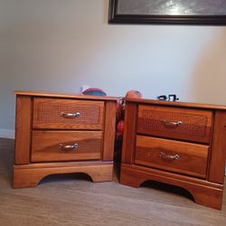 Pemberly Row Set of 2 Engineered Wood 2-Drawer Nightstands in Oak
