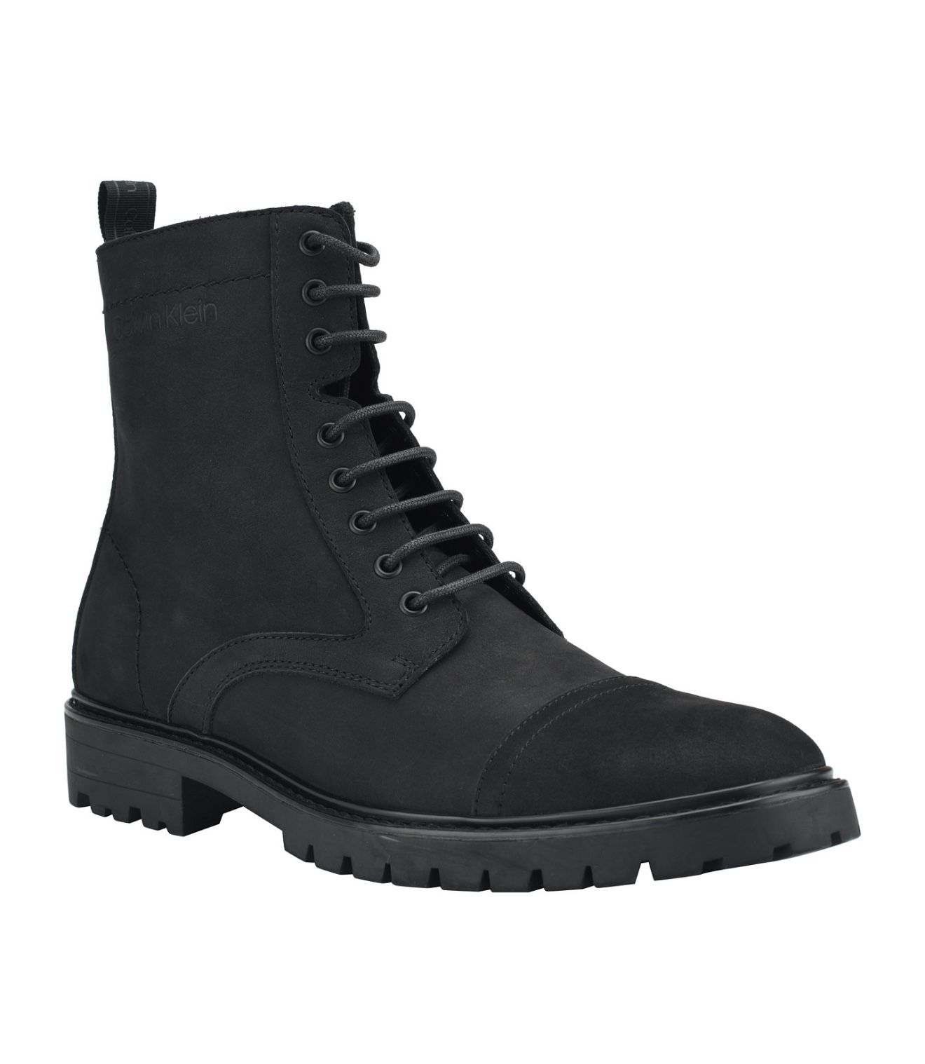 Calvin Klein Lorenzo Lace Up Boots With Leather Upper Size 7 Color Black Leather