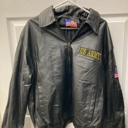 GENIUNE LEATHER ARMY JACKET SIZE M
